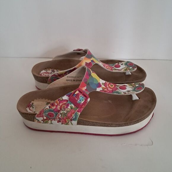 Desigual Sandals Women's 8 Floral Colorful Artsy Summer Boho Coastal Preppy - Picture 1 of 5
